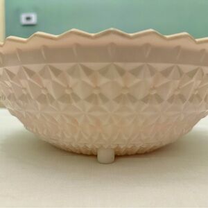 Vintage Pink Jeanette Footed Milk Glass Serving Bowl